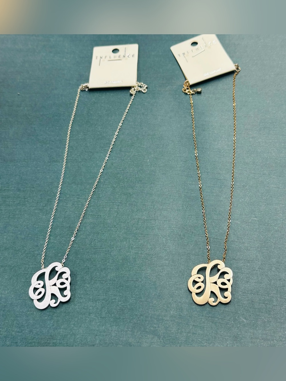 Influence Silver And Gold Faux Initial Swirl Necklace Set Of 2 B12